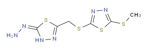 (E)-2-(((5-hydrazono-4,5-dihydro-1,3,4-thiadiazol-2-yl)methyl)thio)-5-(methylthio)-1,3,4-thiadiazole