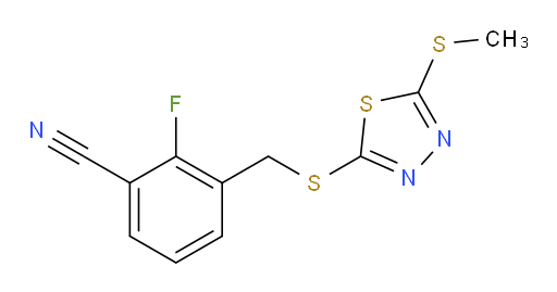 2-fluoro-3-(((5-(methylthio)-1,3,4-thiadiazol-2-yl)thio)methyl)benzonitrile