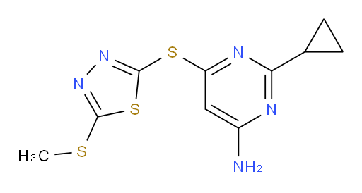 2-cyclopropyl-6-((5-(methylthio)-1,3,4-thiadiazol-2-yl)thio)pyrimidin-4-amine