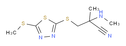 2-methyl-2-(methylamino)-3-((5-(methylthio)-1,3,4-thiadiazol-2-yl)thio)propanenitrile