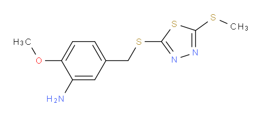 2-methoxy-5-(((5-(methylthio)-1,3,4-thiadiazol-2-yl)thio)methyl)aniline
