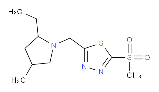 2-((2-ethyl-4-methylpyrrolidin-1-yl)methyl)-5-(methylsulfonyl)-1,3,4-thiadiazole