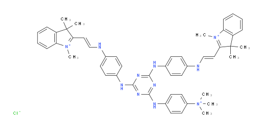 mono(2,2'-(((((6-((4-(trimethylammonio)phenyl)amino)-1,3,5-triazine-2,4-diyl)bis(azanediyl))bis(4,1-phenylene))bis(azanediyl))bis(ethene-2,1-diyl))bis(1,3,3-trimethyl-3H-indol-1-ium)) monochloride