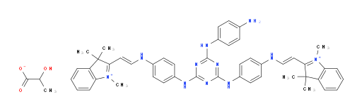 mono(2,2'-(((((6-((4-aminophenyl)amino)-1,3,5-triazine-2,4-diyl)bis(azanediyl))bis(4,1-phenylene))bis(azanediyl))bis(ethene-2,1-diyl))bis(1,3,3-trimethyl-3H-indol-1-ium)) mono(2-hydroxypropanoate)