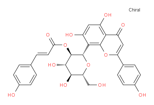 5,7-Dihydroxy-2-(4-hydroxyphenyl)-8-[2-O-[3-(4-hydroxyphenyl)-1-oxo-2-propen-1-yl]-β-D-glucopyranosyl]-4H-1-benzopyran-4-one (ACI)