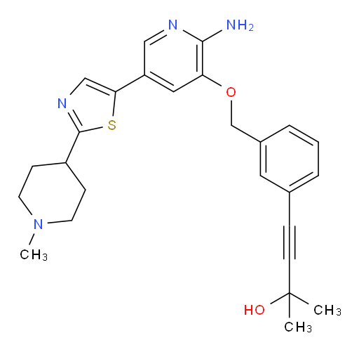 4-[3-[[[2-Amino-5-[2-(1-methyl-4-piperidinyl)-5-thiazolyl]-3-pyridinyl]oxy]methyl]phenyl]-2-methyl-3-butyn-2-ol (ACI)