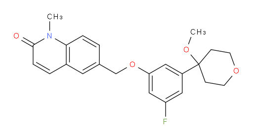 6-[[3-Fluoro-5-(tetrahydro-4-methoxy-2H-pyran-4-yl)phenoxy]methyl]-1-methyl-2(1H)-quinolinone (ACI)