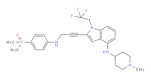 2-[3-[[4-(Dimethylphosphinyl)phenyl]amino]-1-propyn-1-yl]-N-(1-methyl-4-piperidinyl)-1-(2,2,2-trifluoroethyl)-1H-indol-4-amine (ACI)