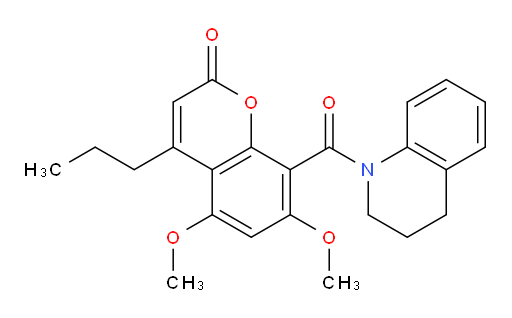 8-[(3,4-Dihydro-1(2H)-quinolinyl)carbonyl]-5,7-dimethoxy-4-propyl-2H-1-benzopyran-2-one (ACI)