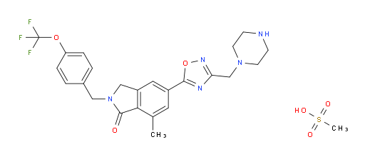 1H-Isoindol-1-one, 2,3-dihydro-7-methyl-5-[3-(1-piperazinylmethyl)-1,2,4-oxadiazol-5-yl]-2-[[4-(trifluoromethoxy)phenyl]methyl]-, methanesulfonate (1:1) (ACI)