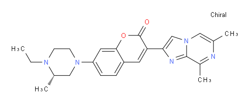 3-(6,8-Dimethylimidazo[1,2-a]pyrazin-2-yl)-7-[(3S)-4-ethyl-3-methyl-1-piperazinyl]-2H-1-benzopyran-2-one (ACI)