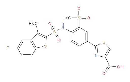 2-[4-[[(5-Fluoro-3-methylbenzo[b]thien-2-yl)sulfonyl]amino]-3-(methylsulfonyl)phenyl]-4-thiazolecarboxylic acid (ACI)