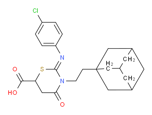 2-[(4-Chlorophenyl)imino]tetrahydro-4-oxo-3-(2-tricyclo[3.3.1.13,7]dec-1-ylethyl)-2H-1,3-thiazine-6-carboxylic acid (ACI)
