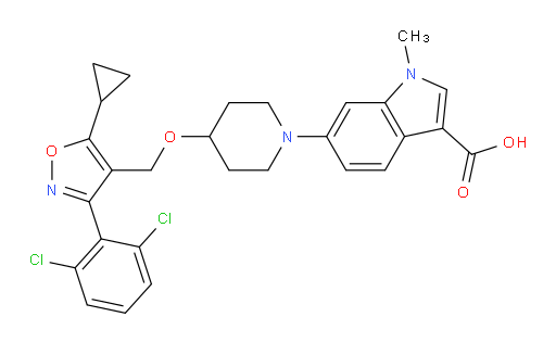 6-[4-[[5-Cyclopropyl-3-(2,6-dichlorophenyl)-4-isoxazolyl]methoxy]-1-piperidinyl]-1-methyl-1H-indole-3-carboxylic acid (ACI)
