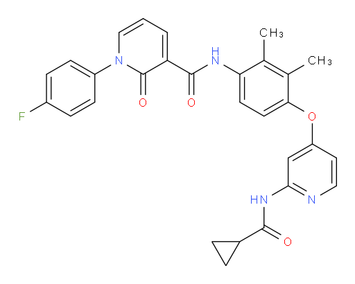N-[4-[[2-[(Cyclopropylcarbonyl)amino]-4-pyridinyl]oxy]-2,3-dimethylphenyl]-1-(4-fluorophenyl)-1,2-dihydro-2-oxo-3-pyridinecarboxamide (ACI)