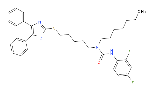 N′-(2,4-Difluorophenyl)-N-[5-[(4,5-diphenyl-1H-imidazol-2-yl)thio]pentyl]-N-heptylurea (ACI)
