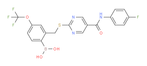 B-[2-[[[5-[[(4-Fluorophenyl)amino]carbonyl]-2-pyrimidinyl]thio]methyl]-4-(trifluoromethoxy)phenyl]boronic acid (ACI)