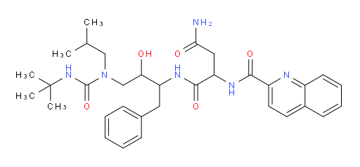 N1-[3-[[[(1,1-Dimethylethyl)amino]carbonyl](2-methylpropyl)amino]-2-hydroxy-1-(phenylmethyl)propyl]-2-[(2-quinolinylcarbonyl)amino]butanediamide (ACI)