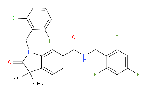 1-[(2-Chloro-6-fluorophenyl)methyl]-2,3-dihydro-3,3-dimethyl-2-oxo-N-[(2,4,6-trifluorophenyl)methyl]-1H-indole-6-carboxamide (ACI)
