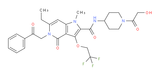 6-Ethyl-4,5-dihydro-N-[1-(2-hydroxyacetyl)-4-piperidinyl]-1-methyl-4-oxo-5-(2-oxo-2-phenylethyl)-3-(2,2,2-trifluoroethoxy)-1H-pyrrolo[3,2-c]pyridine-2-carboxamide (ACI)
