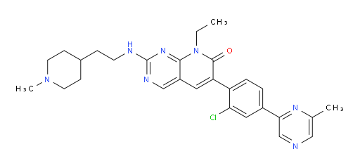 6-[2-Chloro-4-(6-methyl-2-pyrazinyl)phenyl]-8-ethyl-2-[[2-(1-methyl-4-piperidinyl)ethyl]amino]pyrido[2,3-d]pyrimidin-7(8H)-one (ACI)