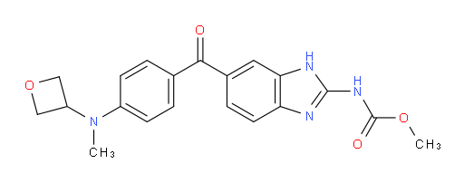 Methyl N-[6-[4-(methyl-3-oxetanylamino)benzoyl]-1H-benzimidazol-2-yl]carbamate (ACI)