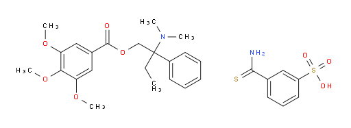 Benzoic acid, 3,4,5-trimethoxy-, 2-(dimethylamino)-2-phenylbutyl ester, 3-(aminothioxomethyl)benzenesulfonate (1:1) (ACI)