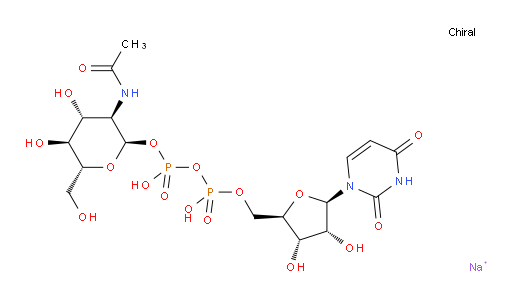 Uridine 5′-(trihydrogen diphosphate), P′-[2-(acetylamino)-2-deoxy-α-D-glucopyranosyl] ester, sodium salt (1:2) (ACI)