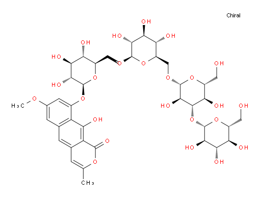 9-[(O-β-D-Glucopyranosyl-(1→3)-O-β-D-glucopyranosyl-(1→6)-O-β-D-glucopyranosyl-(1→6)-β-D-glucopyranosyl)oxy]-10-hydroxy-7-methoxy-3-methyl-1H-naphtho[2,3-c]pyran-1-one (ACI)