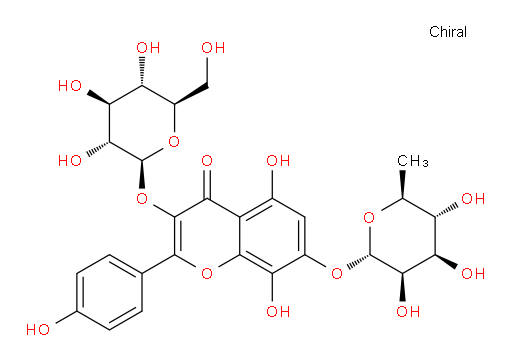 7-[(6-Deoxy-α-L-mannopyranosyl)oxy]-3-(β-D-glucopyranosyloxy)-5,8-dihydroxy-2-(4-hydroxyphenyl)-4H-1-benzopyran-4-one (ACI)