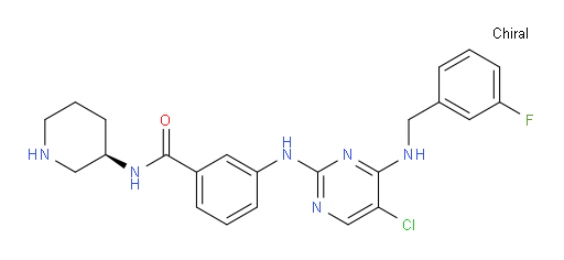 3-[[5-Chloro-4-[[(3-fluorophenyl)methyl]amino]-2-pyrimidinyl]amino]-N-(3R)-3-piperidinylbenzamide (ACI)