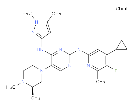 N2-(4-Cyclopropyl-5-fluoro-6-methyl-2-pyridinyl)-5-[(3R)-3,4-dimethyl-1-piperazinyl]-N4-(1,5-dimethyl-1H-pyrazol-3-yl)-2,4-pyrimidinediamine (ACI)