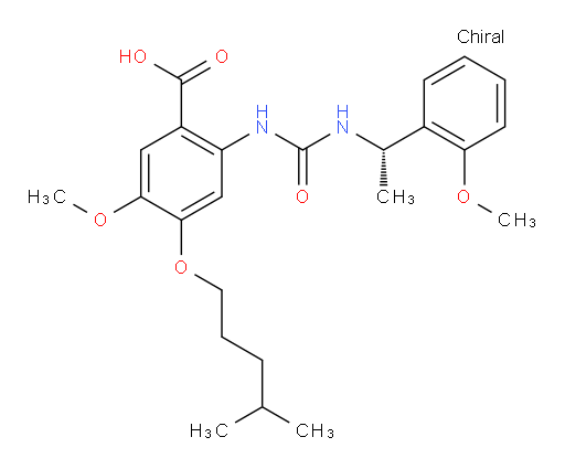 5-Methoxy-2-[[[[(1S)-1-(2-methoxyphenyl)ethyl]amino]carbonyl]amino]-4-[(4-methylpentyl)oxy]benzoic acid (ACI)