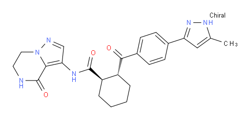 (1R,2R)-2-[4-(5-Methyl-1H-pyrazol-3-yl)benzoyl]-N-(4,5,6,7-tetrahydro-4-oxopyrazolo[1,5-a]pyrazin-3-yl)cyclohexanecarboxamide (ACI)