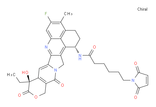 1H-Pyrrole-1-hexanamide, N-[(1S,9S)-9-ethyl-5-fluoro-2,3,9,10,13,15-hexahydro-9-hydroxy-4-methyl-10,13-dioxo-1H,12H-benzo[de]pyrano[3′,4′:6,7]indolizino[1,2-b]quinolin-1-yl]-2,5-dihydro-2,5-dioxo- (ACI)