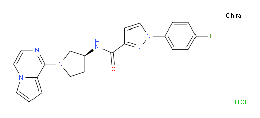 1H-Pyrazole-3-carboxamide, 1-(4-fluorophenyl)-N-[(3S)-1-pyrrolo[1,2-a]pyrazin-1-yl-3-pyrrolidinyl]-, hydrochloride (1:1) (ACI)