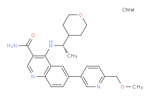 6-[6-(Methoxymethyl)-3-pyridinyl]-4-[[(1S)-1-(tetrahydro-2H-pyran-4-yl)ethyl]amino]-3-quinolinecarboxamide (ACI)