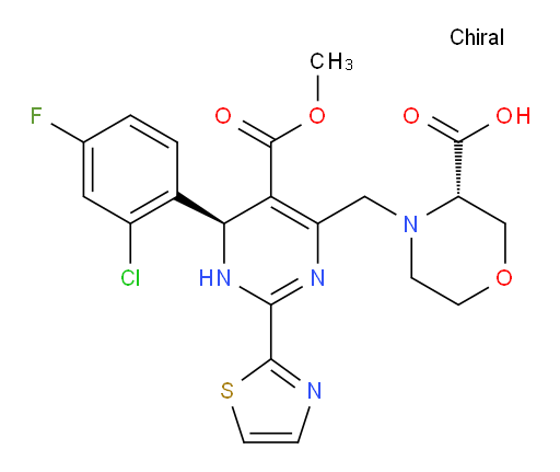 (3S)-4-[[(6R)-6-(2-Chloro-4-fluorophenyl)-3,6-dihydro-5-(methoxycarbonyl)-2-(2-thiazolyl)-4-pyrimidinyl]methyl]-3-morpholinecarboxylic acid (ACI)