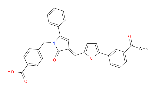 4-[[(4E)-3-[[5-(3-Acetylphenyl)-2-furanyl]methylene]-2,3-dihydro-2-oxo-5-phenyl-1H-pyrrol-1-yl]methyl]benzoic acid (ACI)