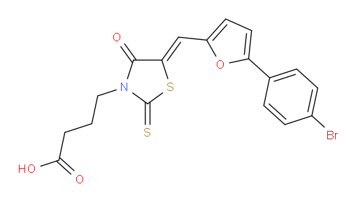 (5Z)-5-[[5-(4-Bromophenyl)-2-furanyl]methylene]-4-oxo-2-thioxo-3-thiazolidinebutanoic acid (ACI)
