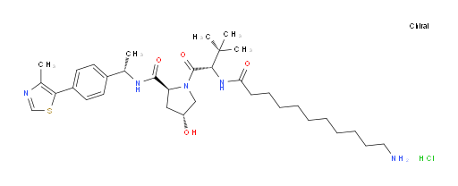 L-Prolinamide, N-(11-amino-1-oxoundecyl)-3-methyl-L-valyl-4-hydroxy-N-[(1S)-1-[4-(4-methyl-5-thiazolyl)phenyl]ethyl]-, hydrochloride (1:?), (4R)- (ACI)