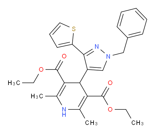 3,5-diethyl 4-[1-benzyl-3-(thiophen-2-yl)-1H-pyrazol-4-yl]-2,6-dimethyl-1,4-dihydropyridine-3,5-dicarboxylate