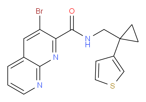3-bromo-N-((1-(thiophen-3-yl)cyclopropyl)methyl)-1,8-naphthyridine-2-carboxamide