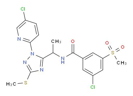 3-chloro-N-(1-(1-(5-chloropyridin-2-yl)-3-(methylthio)-1H-1,2,4-triazol-5-yl)ethyl)-5-(methylsulfonyl)benzamide