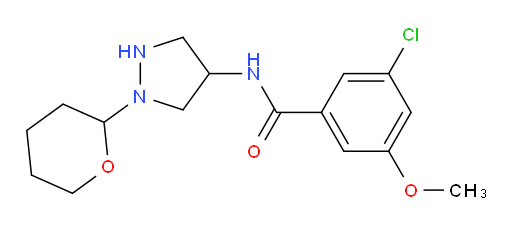3-chloro-5-methoxy-N-(1-(tetrahydro-2H-pyran-2-yl)pyrazolidin-4-yl)benzamide