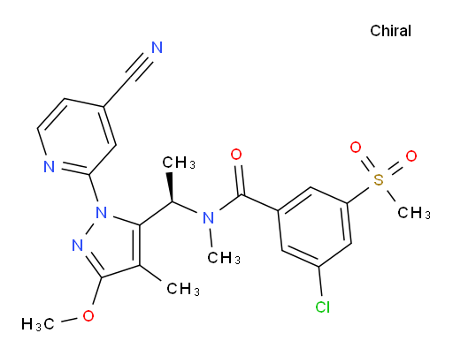 (R)-3-chloro-N-(1-(1-(4-cyanopyridin-2-yl)-3-methoxy-4-methyl-1H-pyrazol-5-yl)ethyl)-N-methyl-5-(methylsulfonyl)benzamide