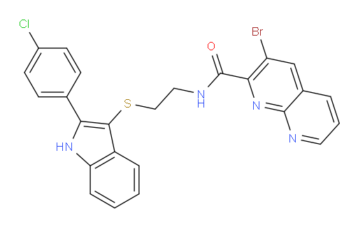 3-bromo-N-(2-((2-(4-chlorophenyl)-1H-indol-3-yl)thio)ethyl)-1,8-naphthyridine-2-carboxamide