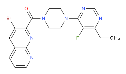 (3-bromo-1,8-naphthyridin-2-yl)(4-(6-ethyl-5-fluoropyrimidin-4-yl)piperazin-1-yl)methanone