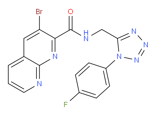 3-bromo-N-((1-(4-fluorophenyl)-1H-tetrazol-5-yl)methyl)-1,8-naphthyridine-2-carboxamide