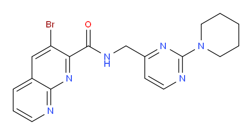 3-bromo-N-((2-(piperidin-1-yl)pyrimidin-4-yl)methyl)-1,8-naphthyridine-2-carboxamide